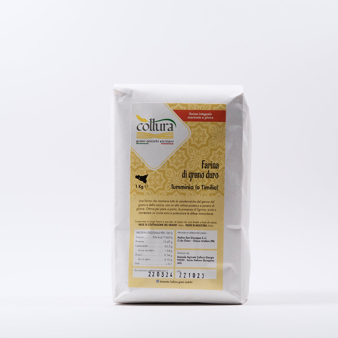 Delitaly© - Farina Integrale - Grano Duro Tipo Tumminia - 100% Made in Sicily