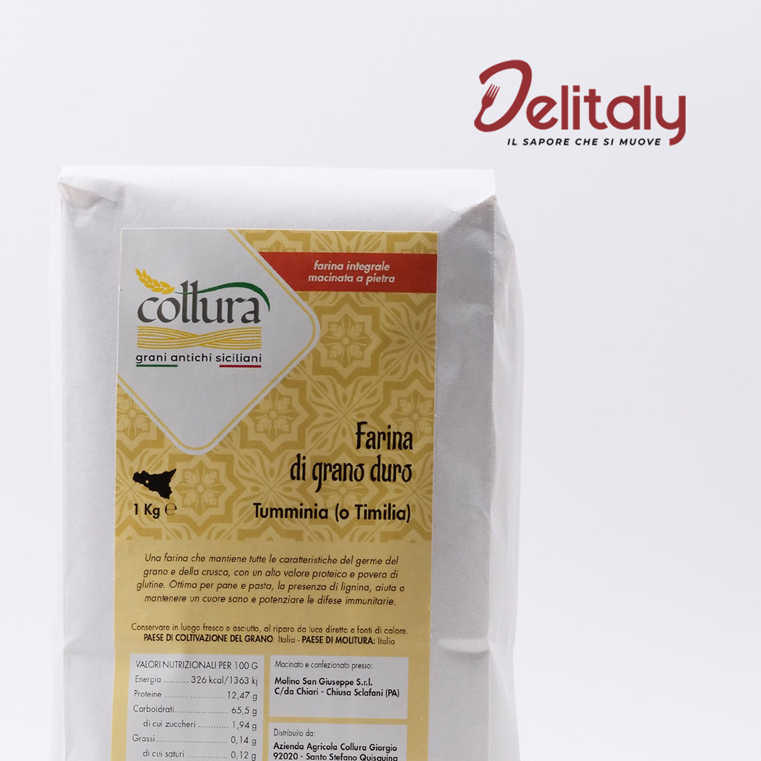 Delitaly© - Farina Integrale - Grano Duro Tipo Tumminia - 100% Made in Sicily