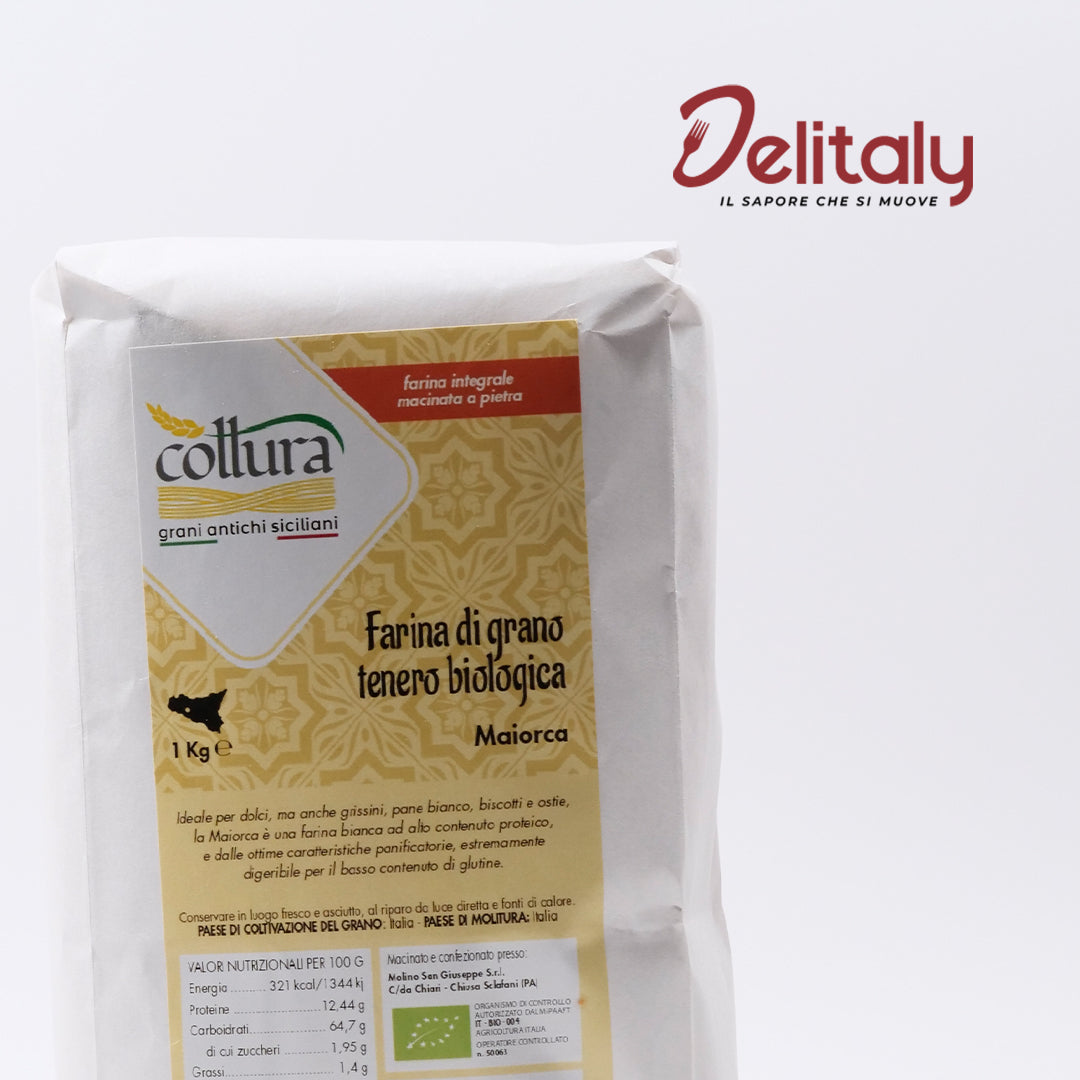 Delitaly© - Farina Integrale - Grano Tenero Tipo Maiorca - 100% Made in Sicily