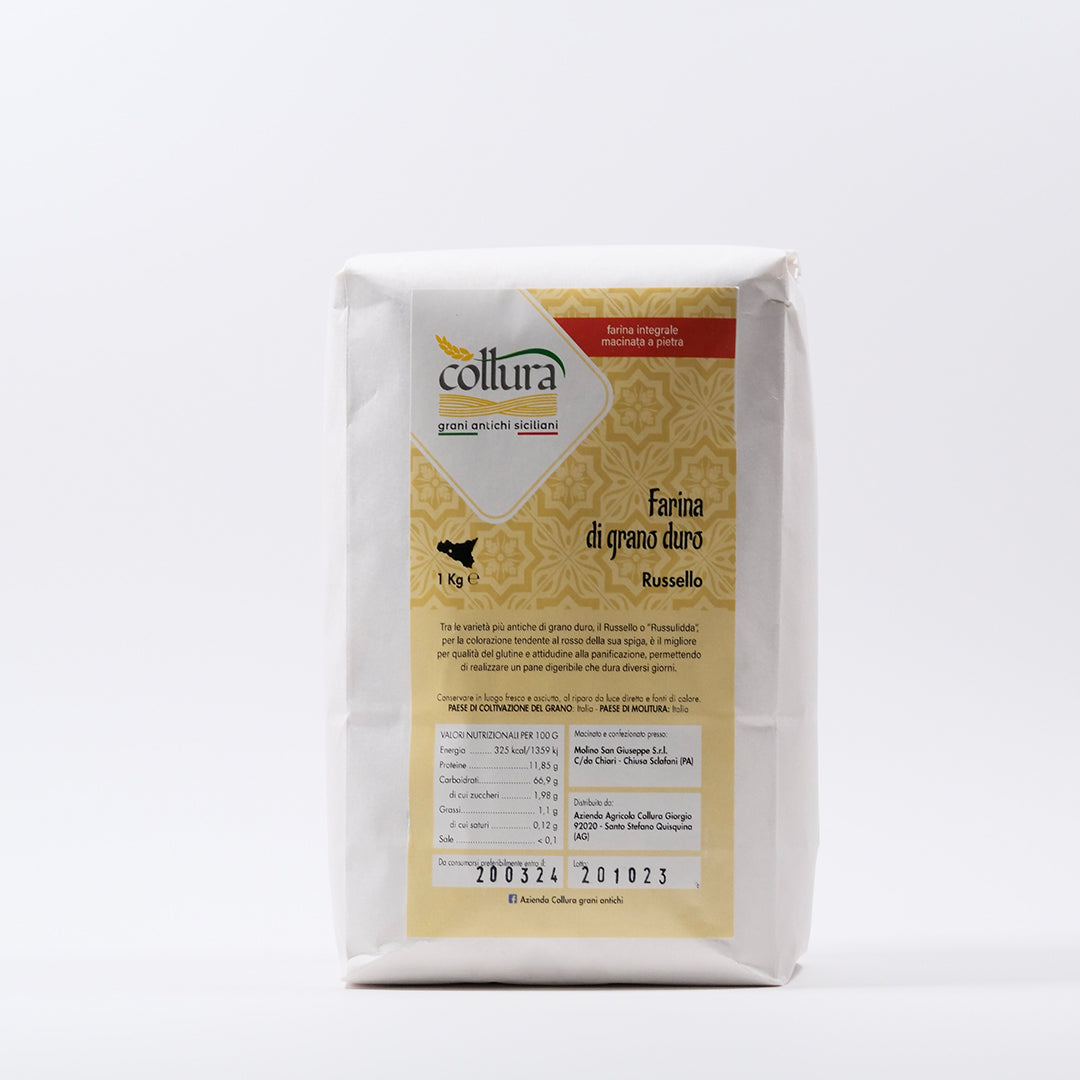 Delitaly© - Farina Integrale - Grano Duro Tipo Russello - 100% Made in Sicily