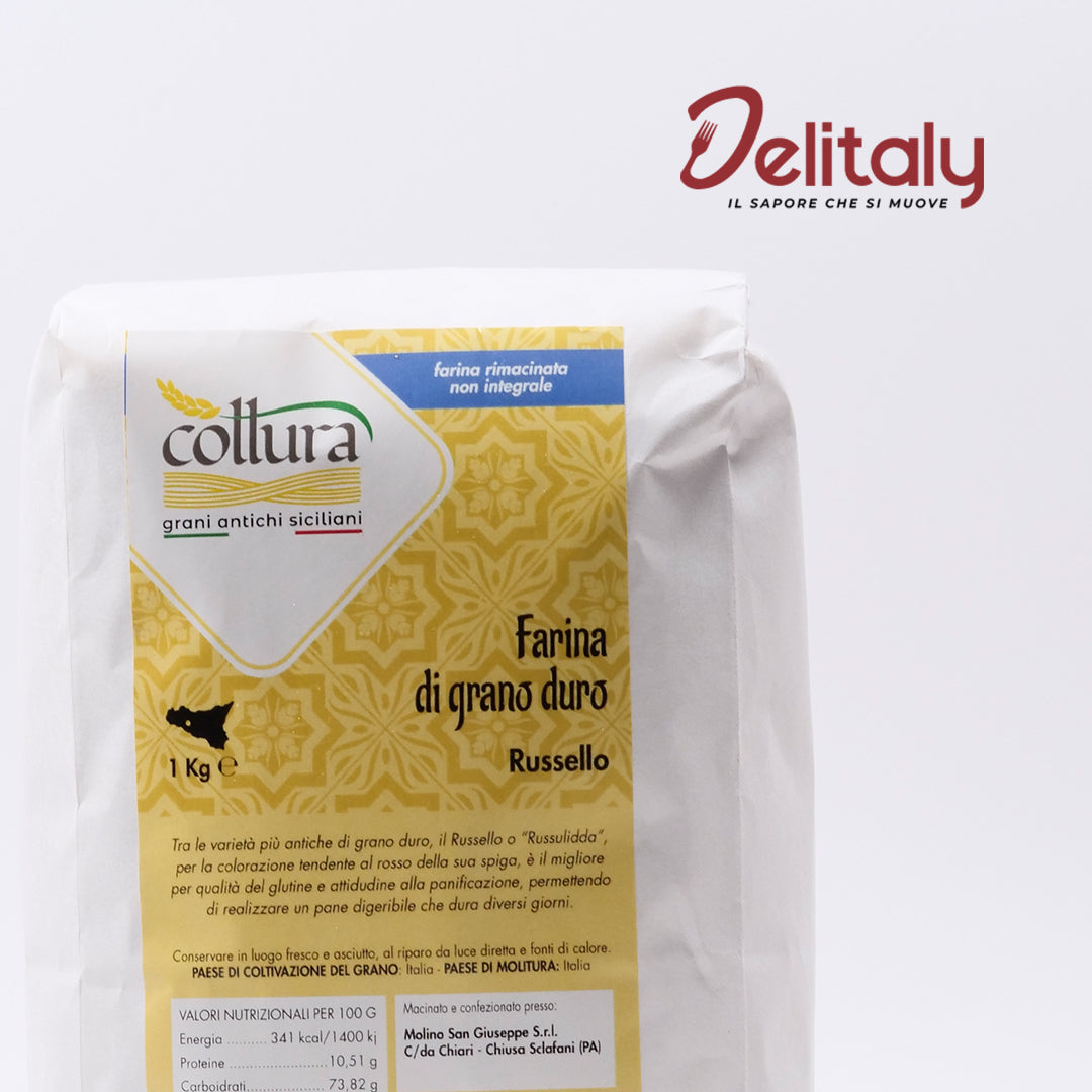 Delitaly© - Farina Non Integrale - Grano Duro Tipo Russello - 100% Made in Sicily