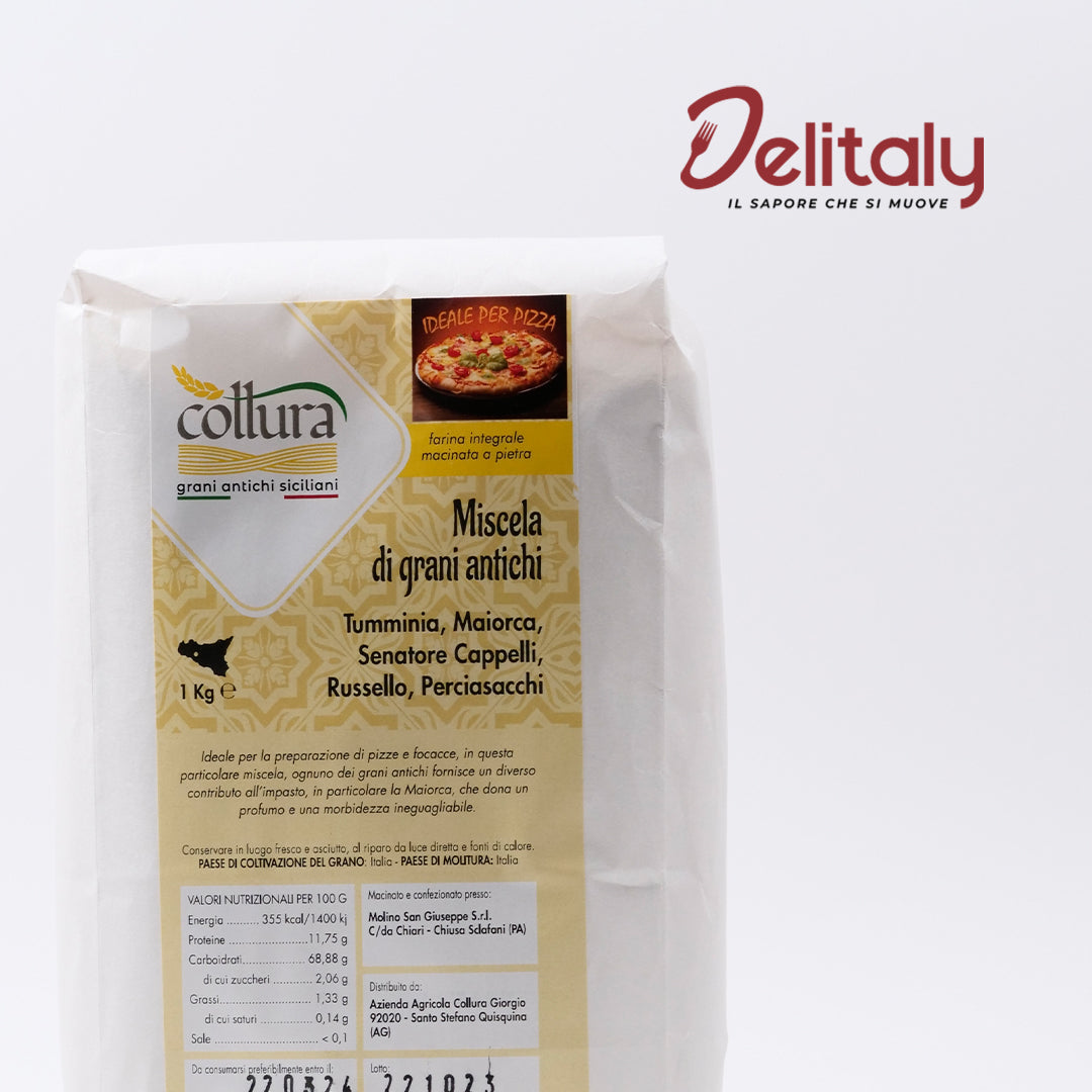 Delitaly© - Farina Miscela Grani Antichi - Ideale per Pizza, Focaccia, Croissant - 100% Made in Sicily