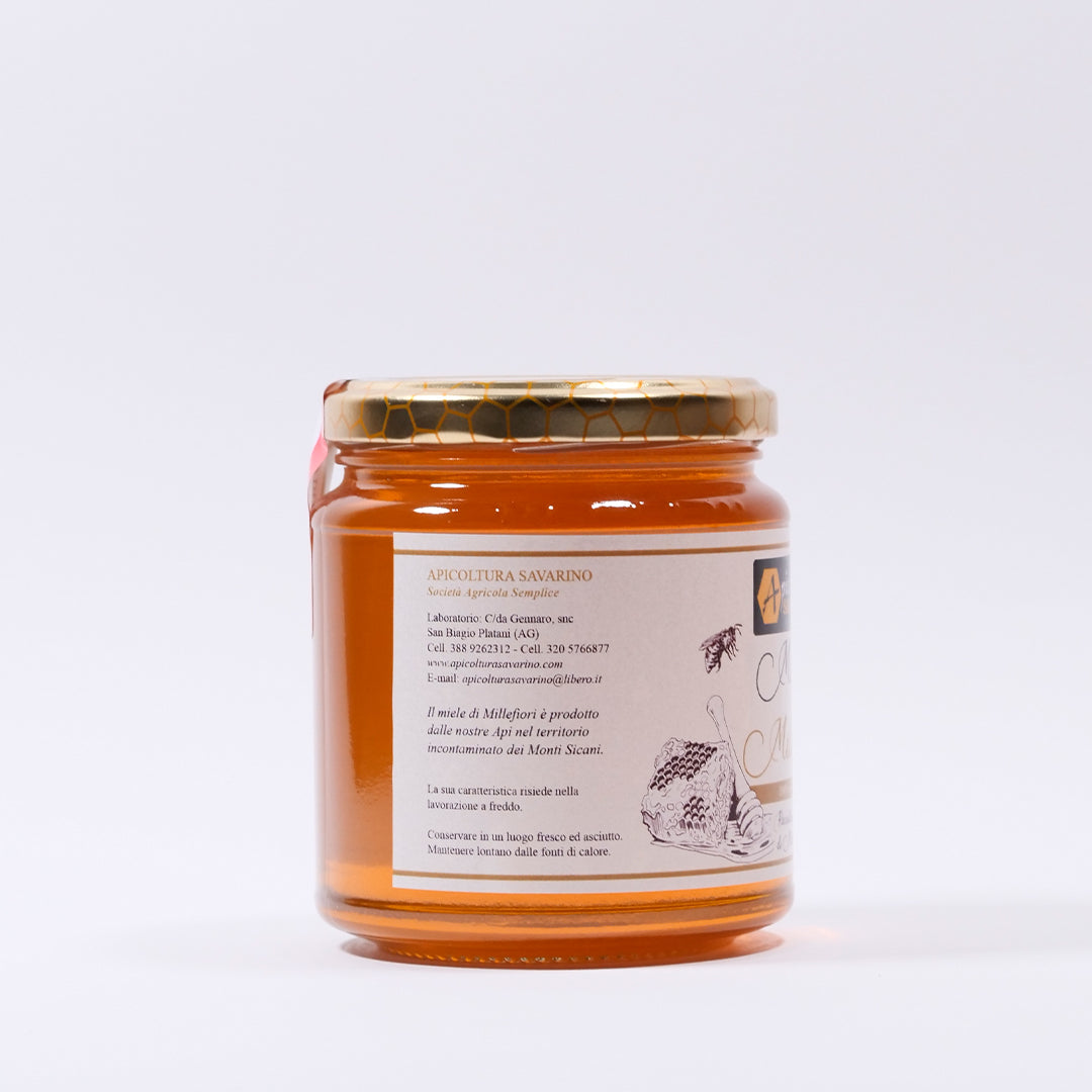 Delitaly© - Miele Millefiori - 100% Made in Sicily - Vasetto Vetro da 400g