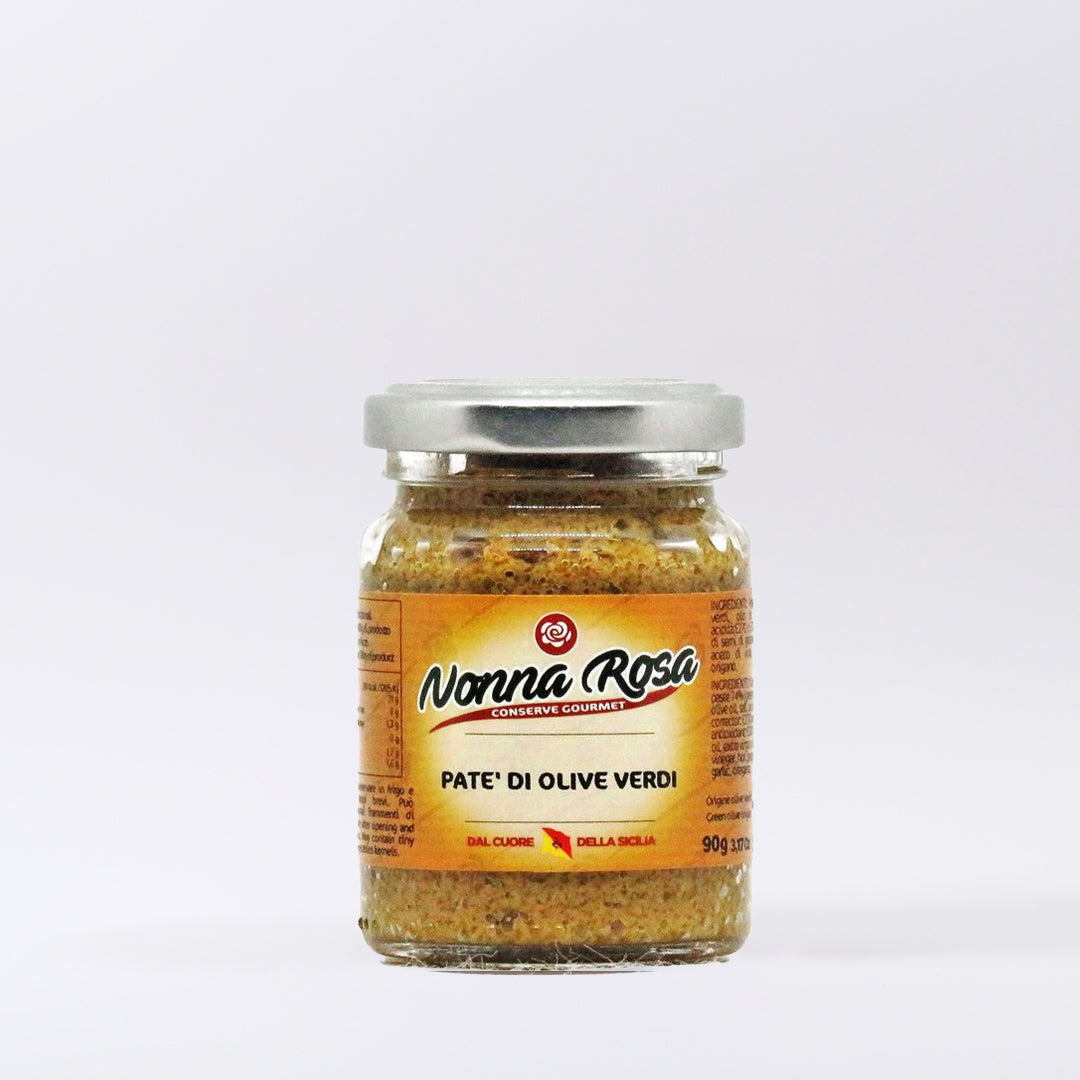 Delitaly© - Patè di Olive Verdi - 100% Made in Sicily - Vasetto Vetro da 90g