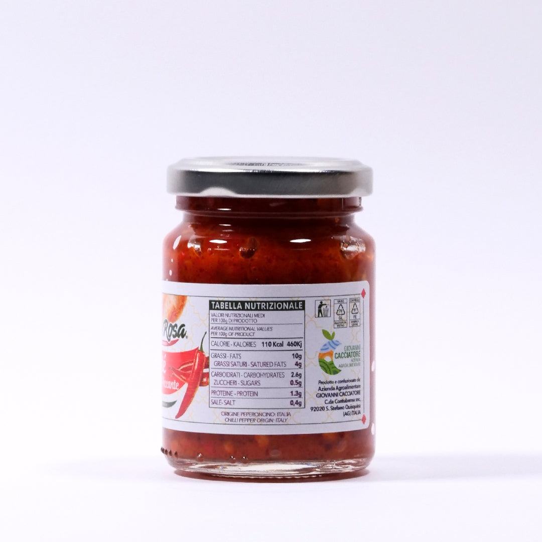 Delitaly© - Pate' di Peperoncino Piccante - 100% Made in Sicily - Vasetto Vetro da 90g