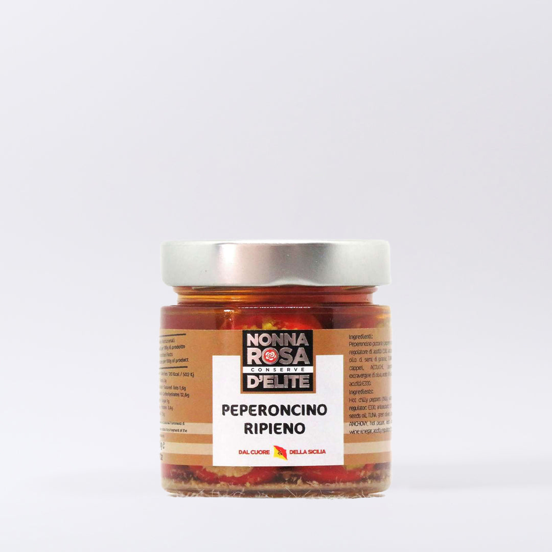 Delitaly© - Peperoncino Ripieno - 100% Made in Sicily - Vasetto Vetro da 220g