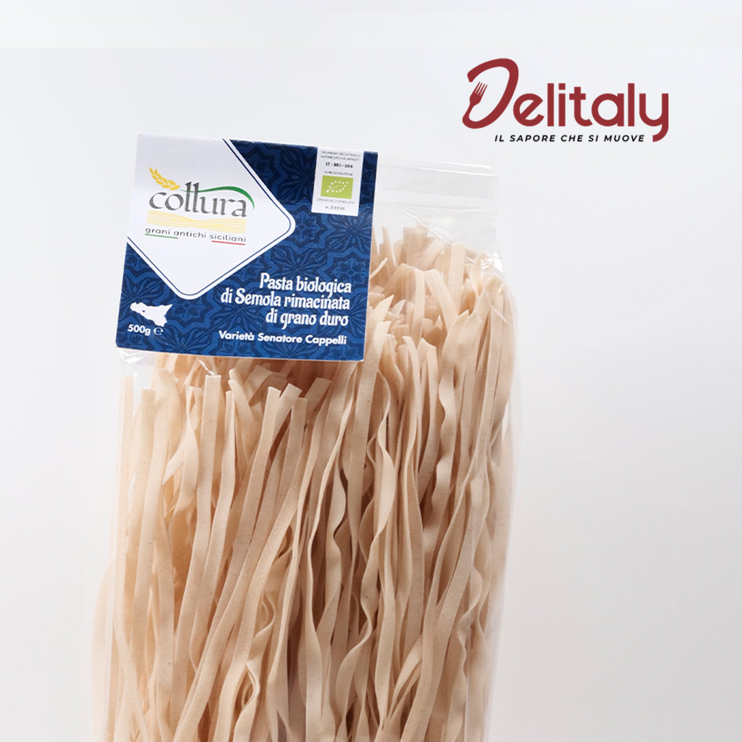 Delitaly© - Pasta di Semola - Grano Duro Varità Senatore Cappelli - Fettucce- 100% Made in Sicily