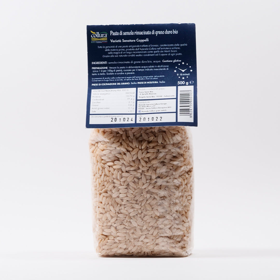 Delitaly© - Pasta di Semola - Grano Duro Varità Senatore Cappelli - Risoni - 100% Made in Sicily