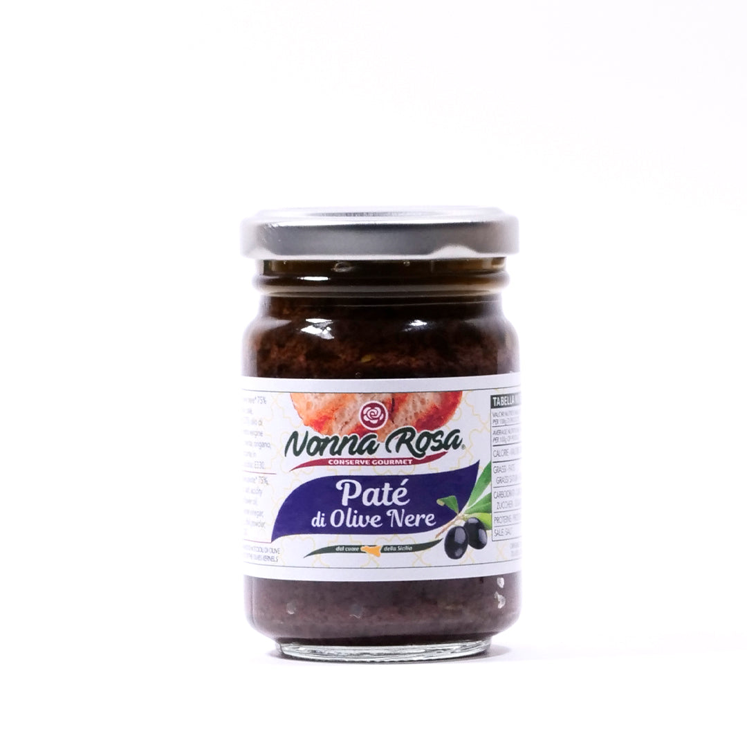 Delitaly©  -  Pate' di Olive Nere  -  100% Made in Sicily  -  Vasetto Vetro da 90g