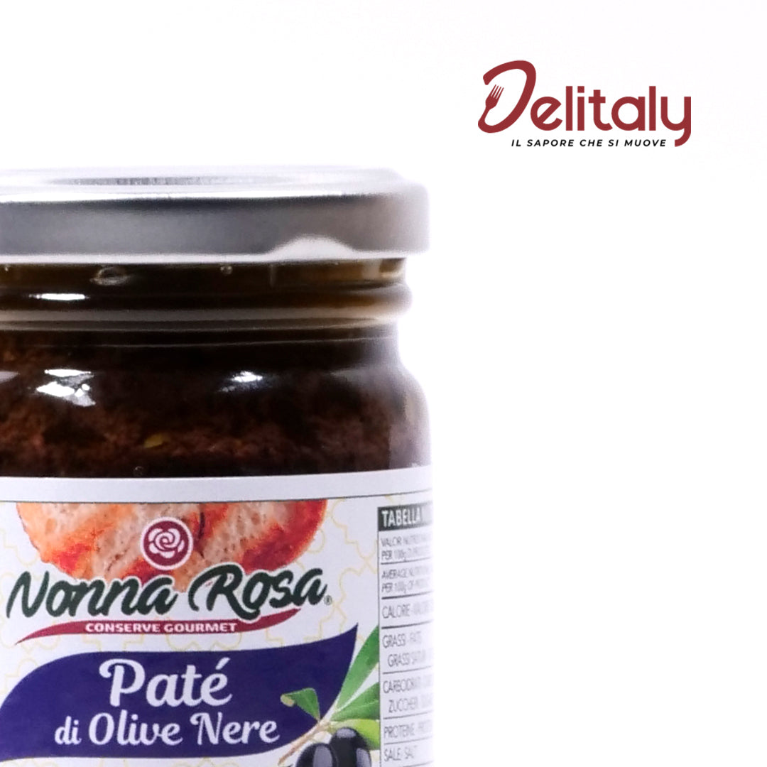 Delitaly©  -  Pate' di Olive Nere  -  100% Made in Sicily  -  Vasetto Vetro da 90g